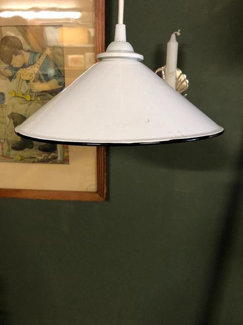 Prachtig Wit Emaille Hanglampje (NOS) Gebruiksklaar !!, Antiek en Kunst, Antiek | Lampen, Ophalen of Verzenden