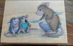 Stempel, hout, house mouse, etenstijd, Hobby en Vrije tijd, Ophalen of Verzenden, Nieuw, Houten stempel