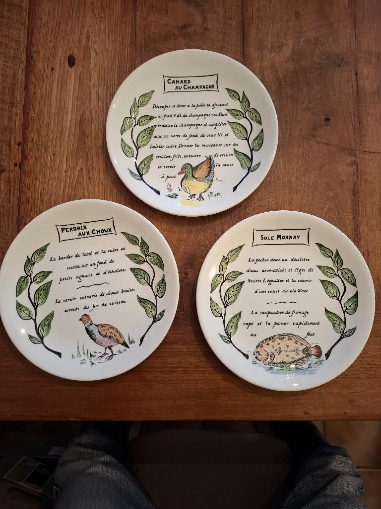 Gien 3 platte borden vis en gevogelte, Ophalen, Zo goed als nieuw, Bord(en), Overige stijlen