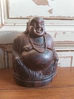 Houtsnijwerk boeddha massief hout lachend groot 27cm hoog, Huis en Inrichting, Ophalen of Verzenden