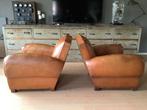 2 franse moustache fauteuils, leren club fauteuils., Ophalen, Gebruikt, 75 tot 100 cm, Leer
