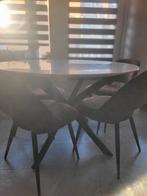 4 eettafelstoelen met panterprint, Huis en Inrichting, Ophalen, Gebruikt, Bruin, Vier