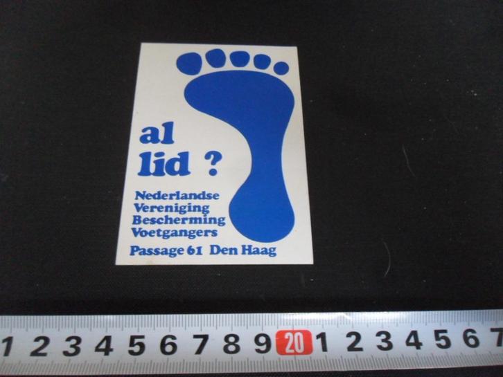 sticker al lid? ned vereniging bescherming voetgangers, Verzamelen, Stickers, Zo goed als nieuw, Bedrijf of Vereniging, Ophalen