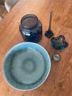 Blauw glaswerk & schaal €12,50, Antiek en Kunst, Antiek | Glas en Kristal, Ophalen of Verzenden