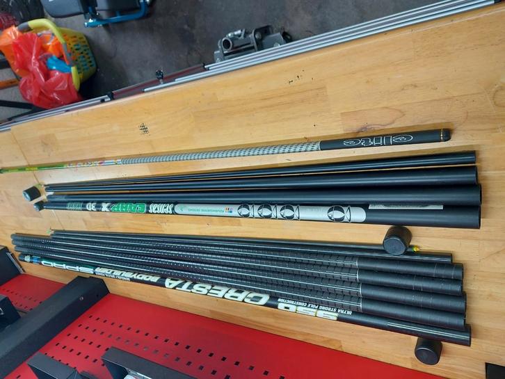 3x vaste stok + foudraal, Watersport en Boten, Hengelsport | Witvissen, Zo goed als nieuw, Vaste hengel, Ophalen