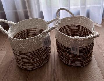 Nieuw! 2 manden naturel / wit zeegras 30xØ28 cm beschikbaar voor biedingen