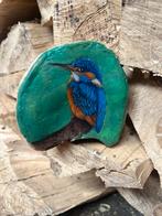 Handbeschilderde zwam met ijsvogel, Ophalen of Verzenden, Minder dan 50 cm, Schilderij