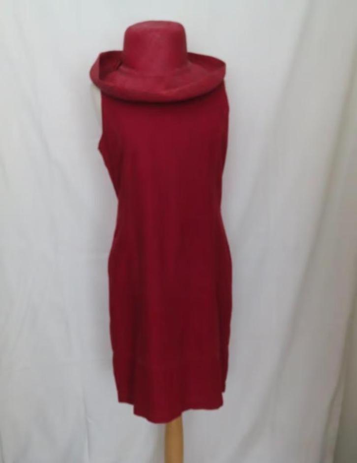 La Ligna practige rode linnen jurk, Kleding | Dames, Jurken, Zo goed als nieuw, Maat 42/44 (L), Rood, Knielengte, Ophalen of Verzenden