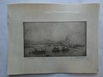Ets krijtrotsen, schepen kust Z-Engeland, Poppe Damave, Antiek en Kunst, Kunst | Etsen en Gravures, Verzenden