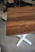 Leuke vierkante halfhoge statafel bartafel metaal hout wit, Huis en Inrichting, Barkrukken, Ophalen, Zo goed als nieuw, Metaal