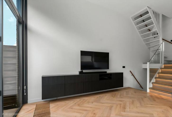 Moderne Zwevend TV-meubel - Donkerbruin/walnoot IKEA BESTÅ, Huis en Inrichting, Kasten | Televisiemeubels, Zo goed als nieuw, Minder dan 100 cm