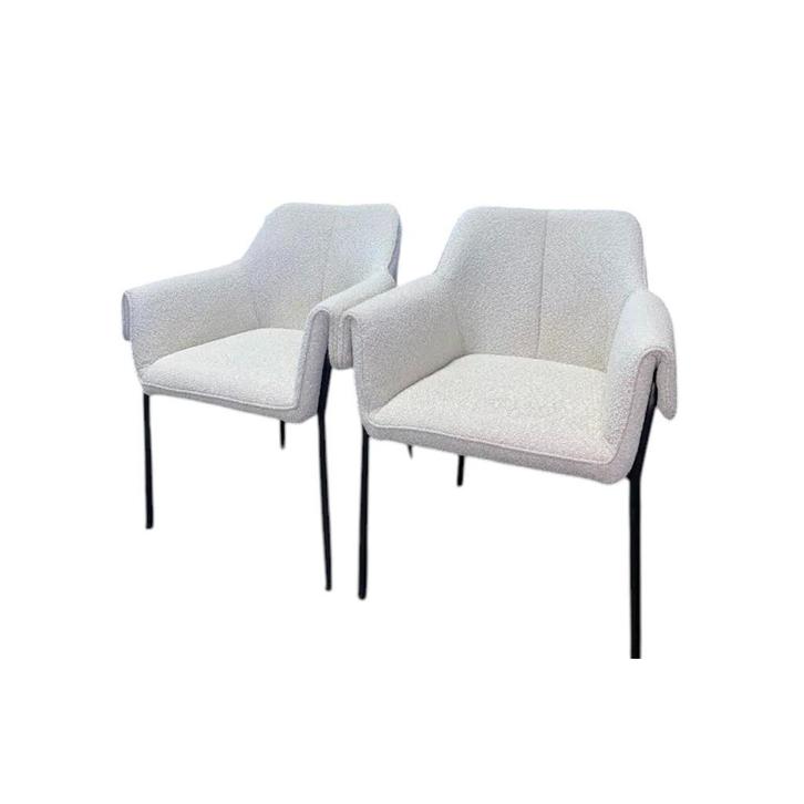 Eetkamerstoel Tony set van 2, Huis en Inrichting, Stoelen, Zo goed als nieuw, Twee, Stof, Wit, Ophalen