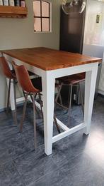 Eleonora bartafel met leren barkrukken, Huis en Inrichting, Tafels | Eettafels, Ophalen, Rechthoekig, 100 tot 150 cm, 50 tot 100 cm