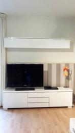 Tv kastje met bovenkast wit hoogglans, Ophalen, Modern, hoogglans, 150 tot 200 cm, Zo goed als nieuw