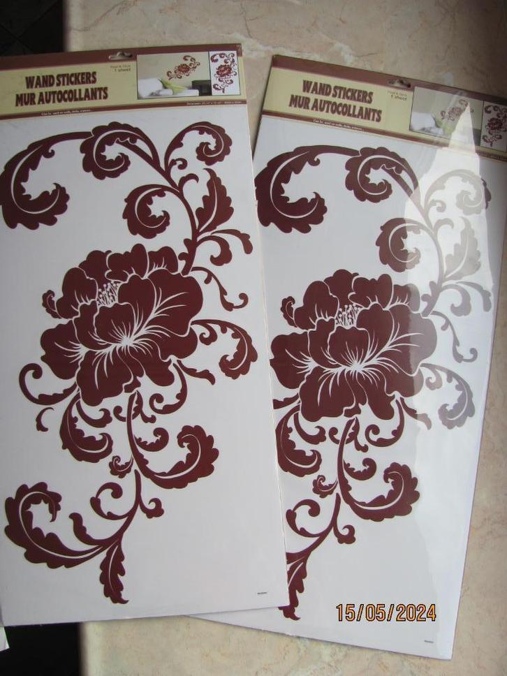 NIEUW 2x grote muur STICKER decoratie bruin INTERIEURsticker, Huis en Inrichting, Woonaccessoires | Wanddecoraties, Nieuw, Ophalen of Verzenden