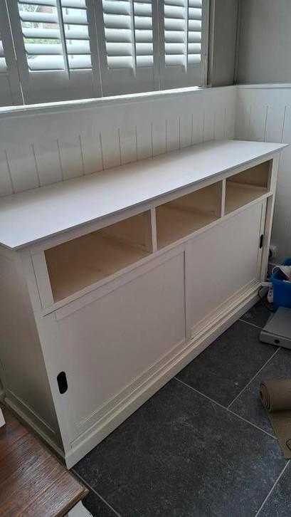 Landelijk dressoir creme kleurig, Huis en Inrichting, Kasten | Dressoirs, Gebruikt, 150 tot 200 cm, 25 tot 50 cm, Ophalen
