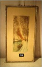 Prachtige antieke Ets 'Rivier in de Winter' - gesigneerd, Antiek en Kunst, Kunst | Etsen en Gravures, Ophalen of Verzenden