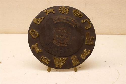 Messing ronde kalender op stander 45693, Diversen, Kalenders, Gebruikt, Ophalen of Verzenden