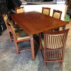 6 Schuitema Helen Art Deco stoel Sullivan tafel, Huis en Inrichting, Stoelen, Ophalen, Gebruikt, Bruin, Hout
