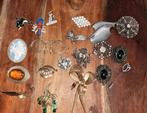 Lot met 20 vintage broches, Sieraden, Tassen en Uiterlijk, Ophalen, Gebruikt, Zilver, Zilver