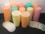 12 x Tupperware retro vintage pastel beker deksel 250 ml E, Beker of Kan, Gebruikt, Ophalen of Verzenden, Wit