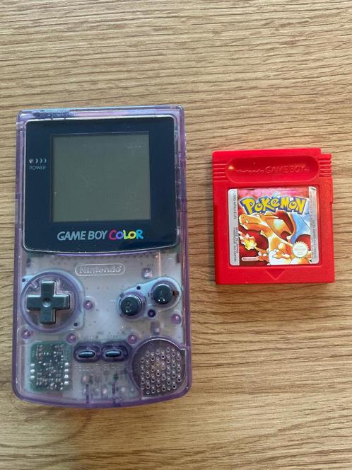 Nitendo Gameboy color Violette + Pokemon Red, Spelcomputers en Games, Games | Nintendo Game Boy, Zo goed als nieuw, Role Playing Game (Rpg)