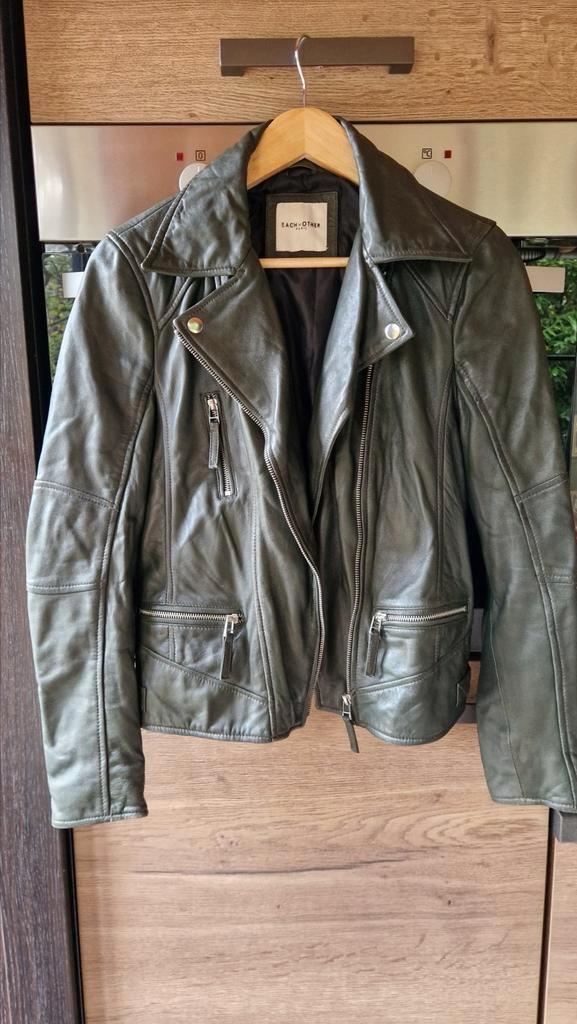 Each x other leren jack maat s, Kleding | Dames, Jassen | Zomer, Gedragen, Maat 36 (S), Groen, Ophalen of Verzenden