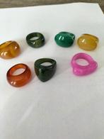 Prachtige 7 oude Chinese streep agaat edelstenen ringen, Sieraden, Tassen en Uiterlijk, Antieke sieraden, Verzenden, Overige materialen