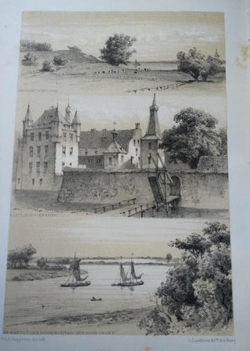 126 Doorwerth kasteel en Doorwerthschen Berg Foto Litho 1887 beschikbaar voor biedingen