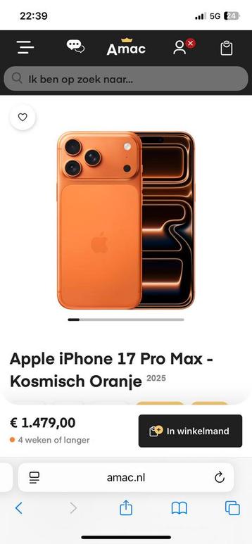 Iphone 17 pro max geseald incl bon beschikbaar voor biedingen