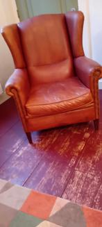 Vintage Landelijke Schaapleren gave Oorfauteuil, Ophalen, Minder dan 50 cm, Zo goed als nieuw, Cottage