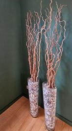 Vaas met decoratieve wilgen takken (2x), Ophalen, Overige kleuren, Glas, 50 tot 75 cm