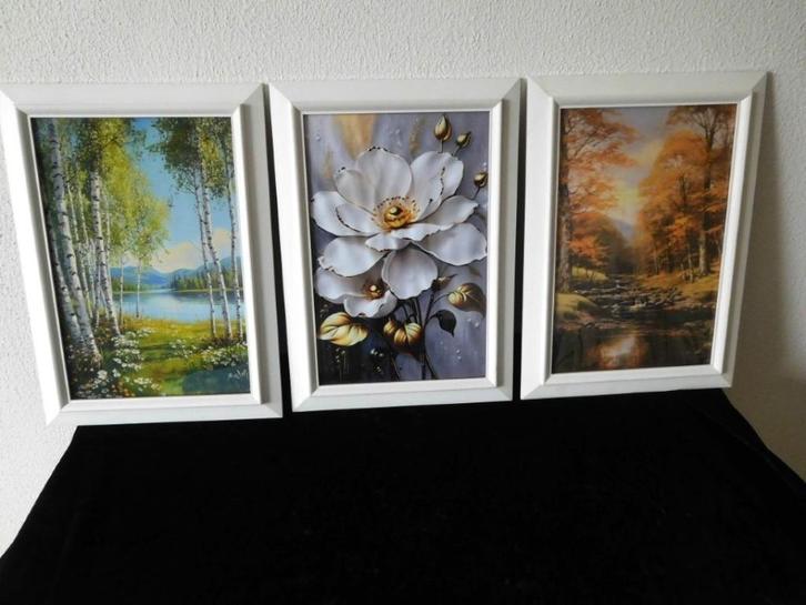 Natuur Print Portret op Canvas in witte houten lijst set van, Huis en Inrichting, Woonaccessoires | Schilderijen, Tekeningen en Foto's