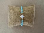 Licht turquoise blauwe klaver kralen armband boho ibiza hip, Sieraden, Tassen en Uiterlijk, Armbanden, Overige kleuren, Kunststof of Plastic