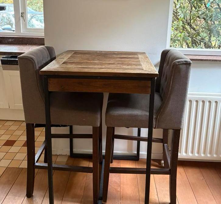 Bartafel riviera maison incl 2 stoelen, Huis en Inrichting, Tafels | Statafels, Zo goed als nieuw, Ophalen