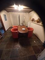 Tafel met 4 lederen fauteuils, Ophalen of Verzenden, Gebruikt, Modern, 4 tot 6 stoelen