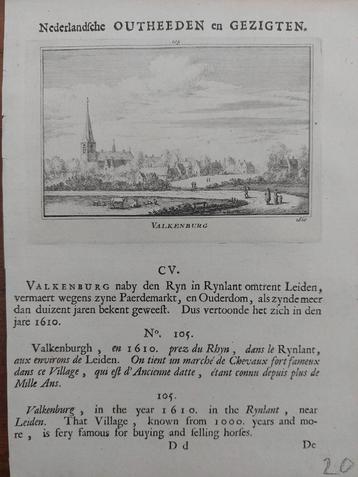 105 / Valkenburg nabij de Rijn Gravure A. Rademaker 1e druk beschikbaar voor biedingen