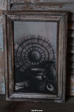 Houten lijst met afbeelding, sober en stoer, Www.jufbrocante.nl, Www.jufbrocante.nl, Nieuw, Ophalen of Verzenden