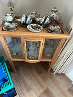 Echt eiken servieskast met los dienblad helemaal handwerk, Ophalen, 50 tot 100 cm, 25 tot 50 cm, Glas