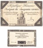 Frankrijk - 2 Assignats van 25 en 50 livres, Ophalen of Verzenden, Frankrijk, Los biljet