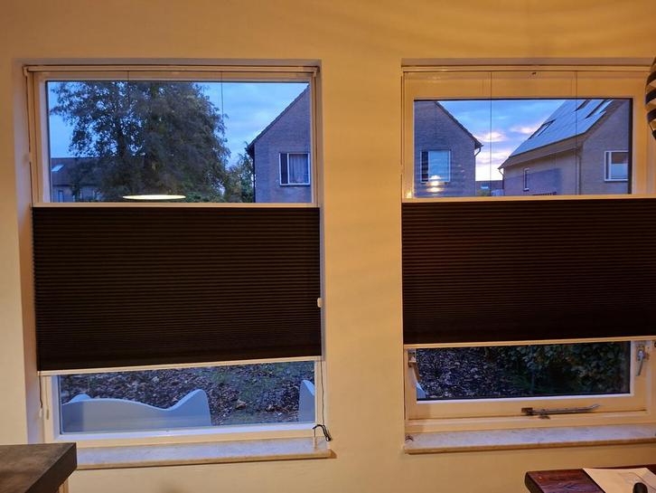 Zwarte Plissé Gordijnen, Huis en Inrichting, Stoffering | Gordijnen en Lamellen, Gebruikt, 150 tot 200 cm, 100 tot 150 cm, Zwart