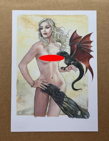Manara - Kunstillustratie - Emilia Clarke beschikbaar voor biedingen