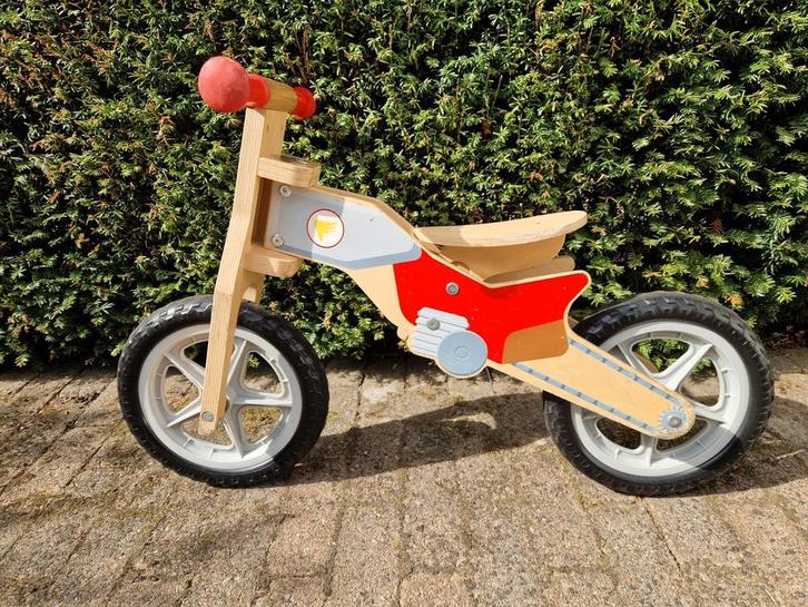 Stoere houten loopfiets die er uitziet als motor, Kinderen en Baby's, Speelgoed | Buiten | Voertuigen en Loopfietsen, Zo goed als nieuw