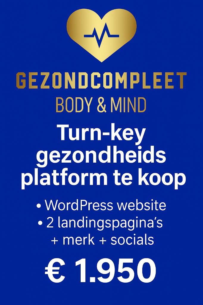 Turnkey Gezondheidsplatform te koop – domein + 2 extra €1950, Zakelijke goederen, Exploitaties en Overnames