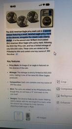 Pivy american silver Eagle niet gekleurd maar geslagen  set, Postzegels en Munten, Ophalen of Verzenden, Noord-Amerika, Setje