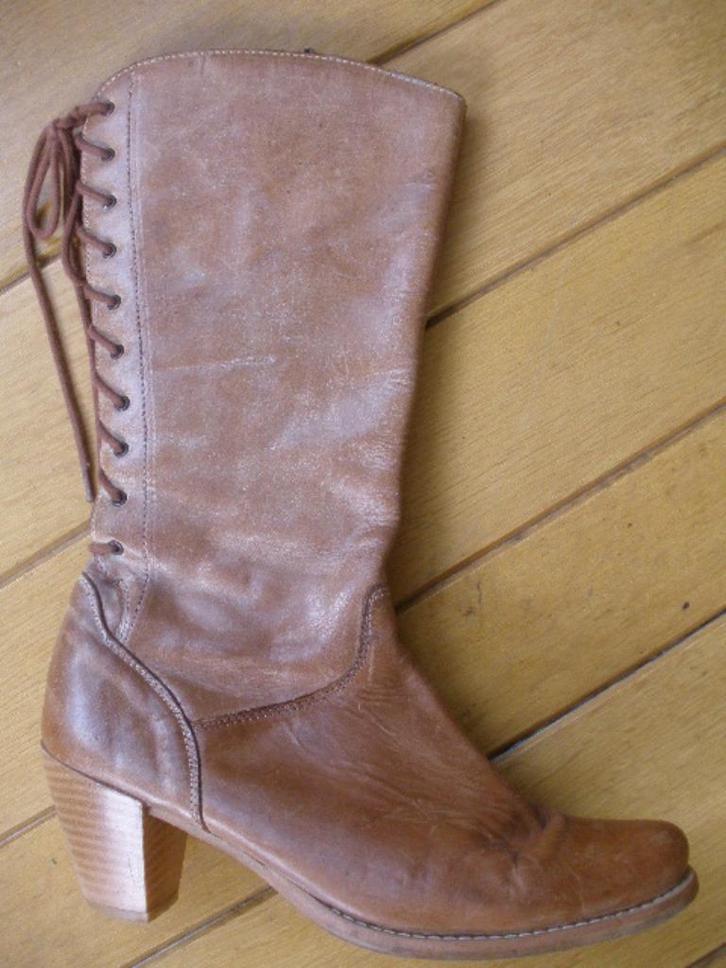 Laarzen cognac bruin leer maat 40, Kleding | Dames, Schoenen, Zo goed als nieuw, Hoge laarzen, Bruin, Ophalen of Verzenden