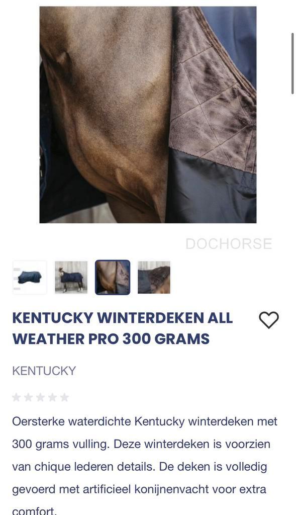 Kentucky winterdeken all weather pro 300 grams maat 175, Dieren en Toebehoren, Paarden en Pony's | Dekens en Dekjes, Gebruikt