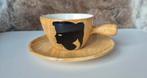 Keramische koffiekop en schotel van Grandjean Jourdan Vallau, Antiek en Kunst, Antiek | Servies los, Ophalen of Verzenden