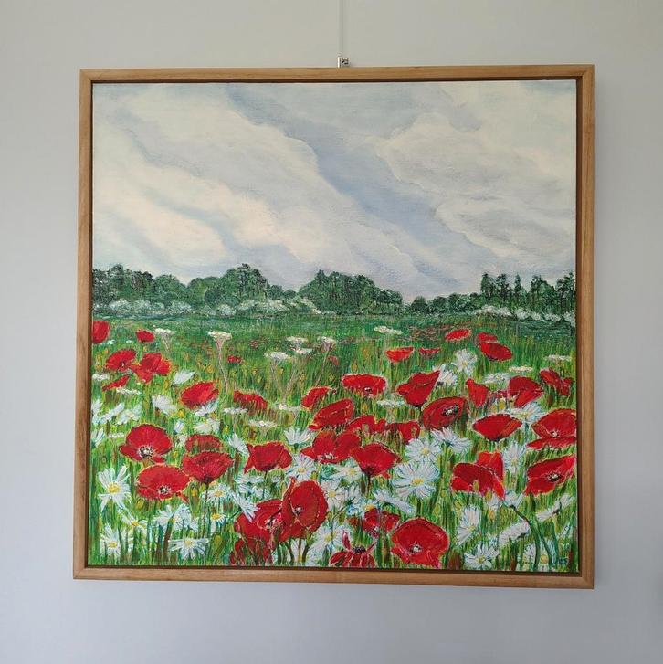 Schilderij van Lies, met lijst, acrylverf, 65 x 65 cm,, Antiek en Kunst, Kunst | Schilderijen | Modern, Ophalen