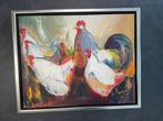 olieverfschilderij van Gerda Elfring kippen, Antiek en Kunst, Ophalen of Verzenden